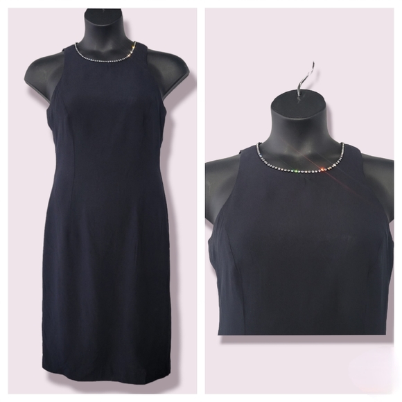 Vintage Rhinestone Collar Black Cocktail Dress | Santa Fe - Picture 1 of 9